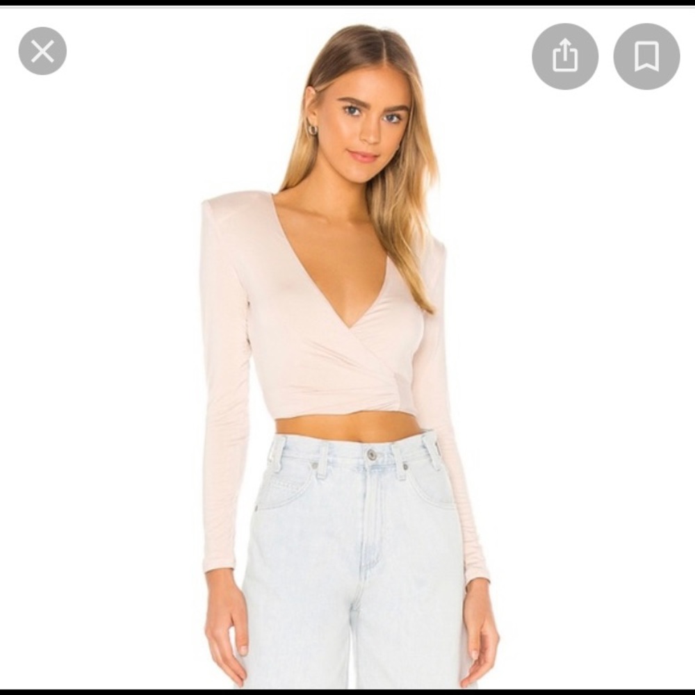 Song of Style Billie Wrap Crop Top in Beige / Size XS